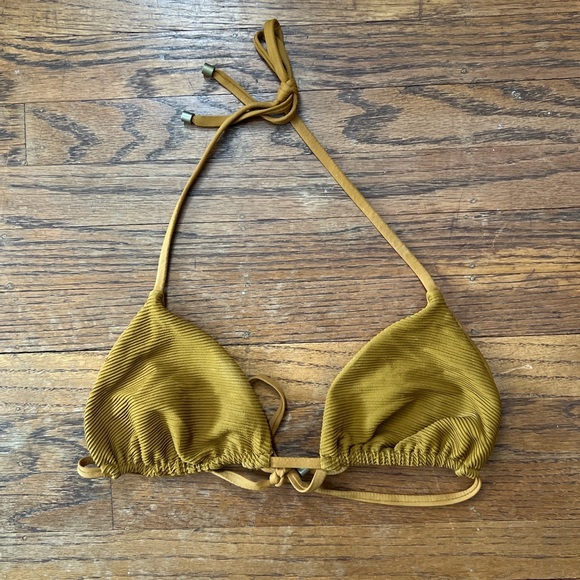 Vitamin A Swim Gia Reversible Triangle Top - Amber EcoRib - Picture 2 of 3